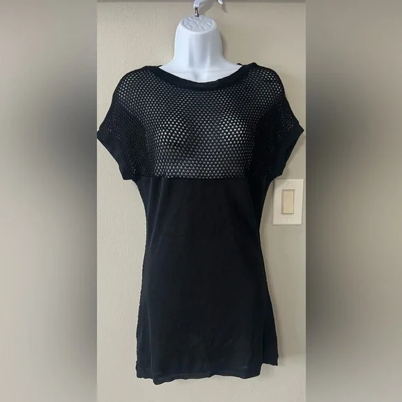 State of Claude Montana Black Mesh Sheer Tunic Top Italy Size 8 - Picture 1 of 10